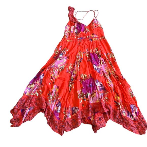 Maeve Anthropologie Grecia Ruffle Floral Chiffon Dress Asymmetrical Size 8 Women - Picture 7 of 12